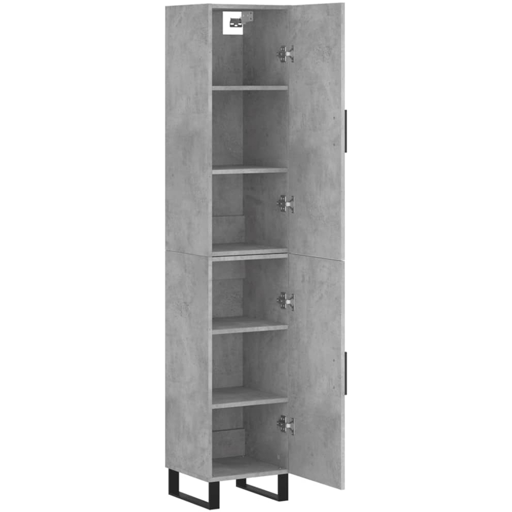vidaXL 2 Door Concrete Grey Slim Highboard with Metal Legs Image 4