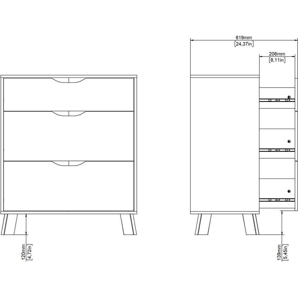Furniture To Go Ikast 3 Drawer Brown and White Chest of Drawers Image 9