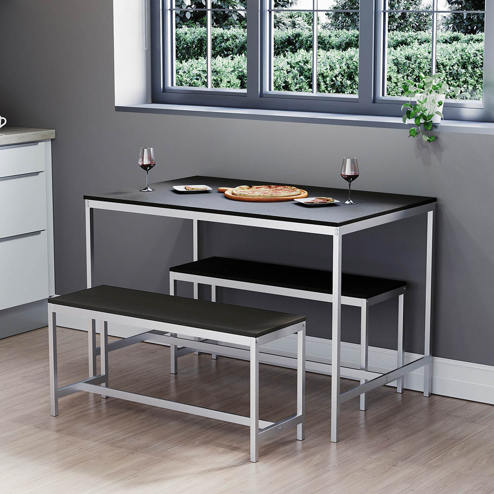 Vida Designs Roslyn 4 Seater Metal Frame Dining Bench Set Black Image 4