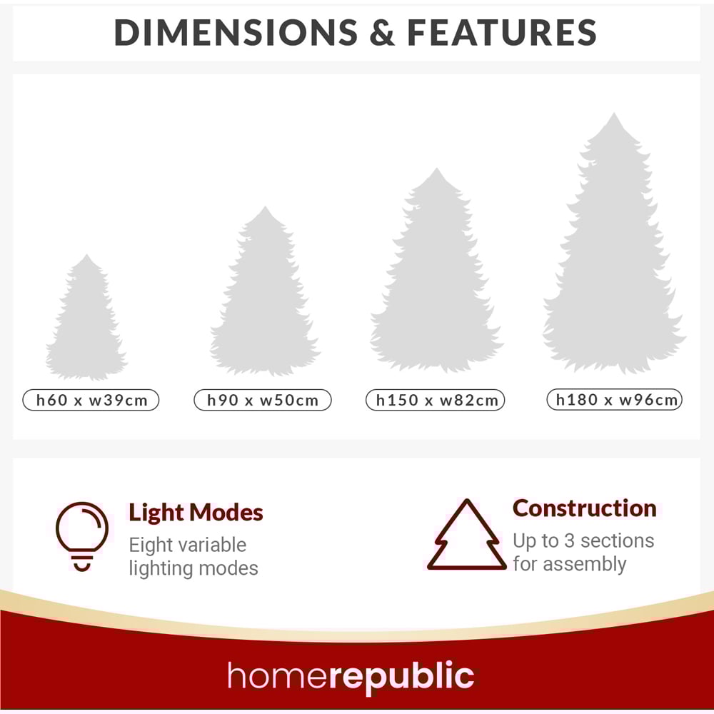 Noel Square Warm White LED Pre-Lit White Frosted Artificial Xmas Tree 5.9ft Image 5