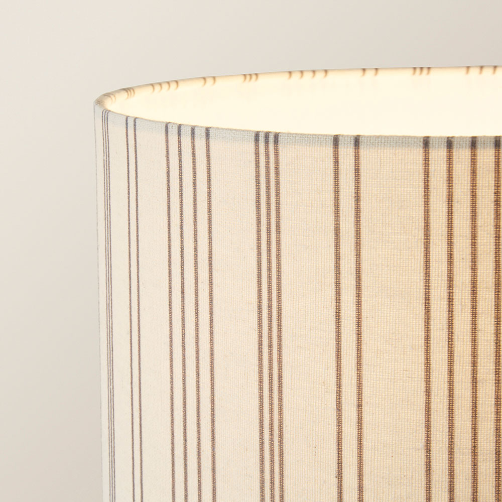ValueLights Mitch Linen Stripe Lamp Shade Dark Walnut Wood Triangle LED Floor Lamp Image 3