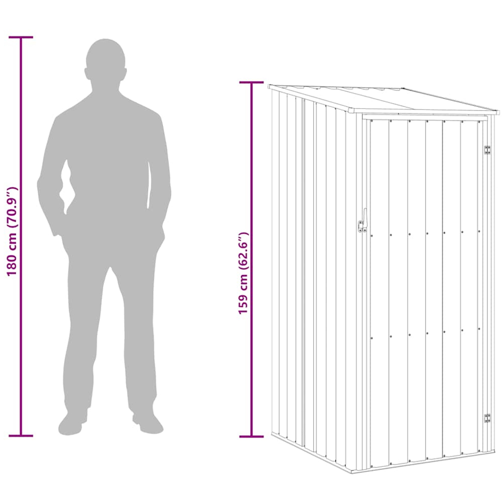 vidaXL 2.9 x 3.2ft Grey Galvanised Steel Pent Garden Shed Image 8