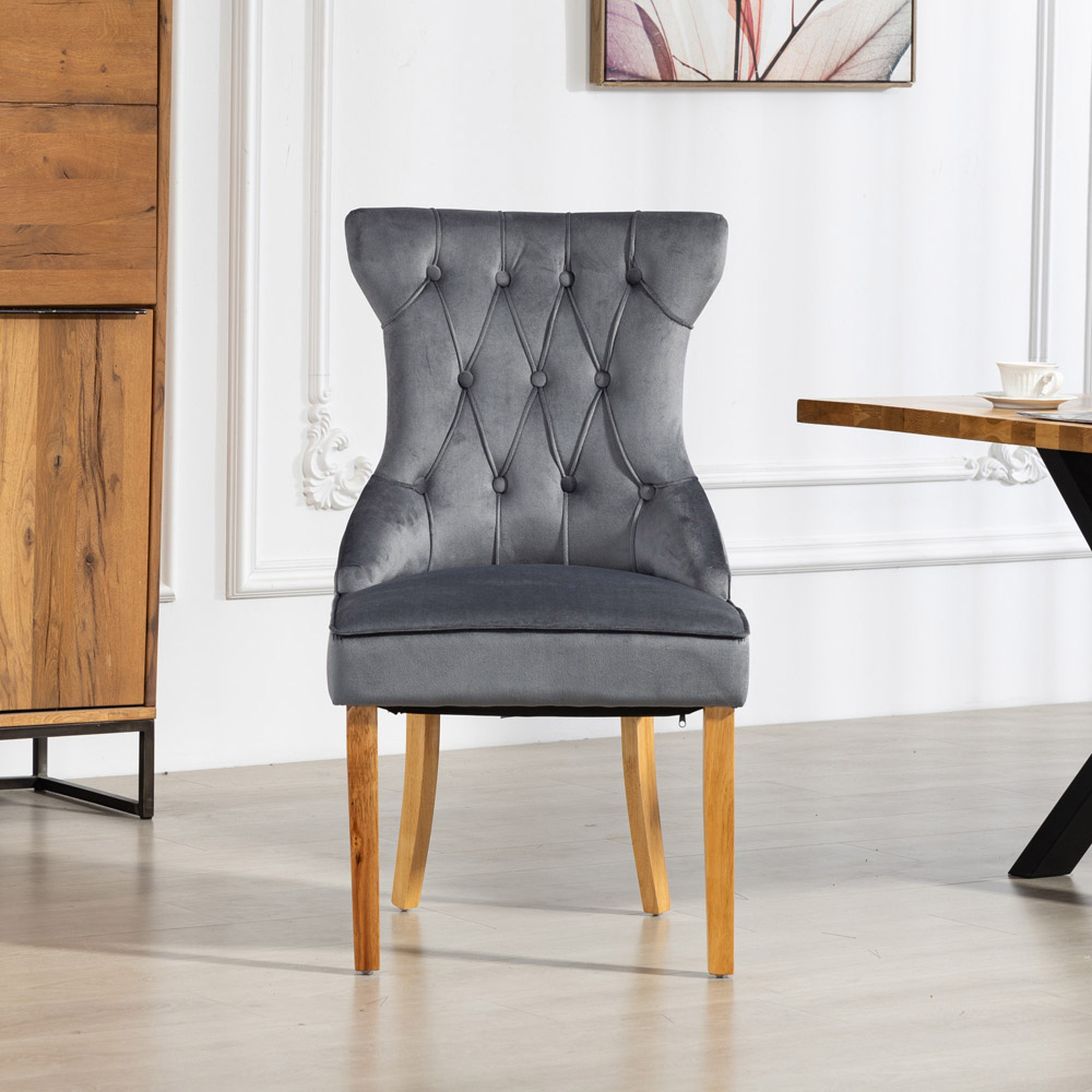 Artemis Home Martina Set of 2 Grey Velvet Fabric Dining Chair Image 2