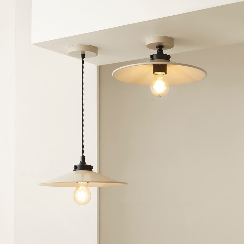 ValueLights Hampstead Natural Rolled Edge Tapered Flush Ceiling Light with Bulb Image 7