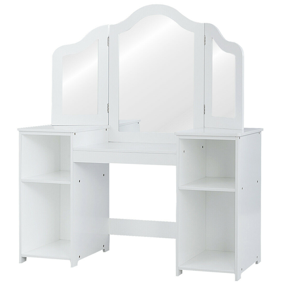 Costway Kids Princess Makeup Vanity Table with Mirror Image 3