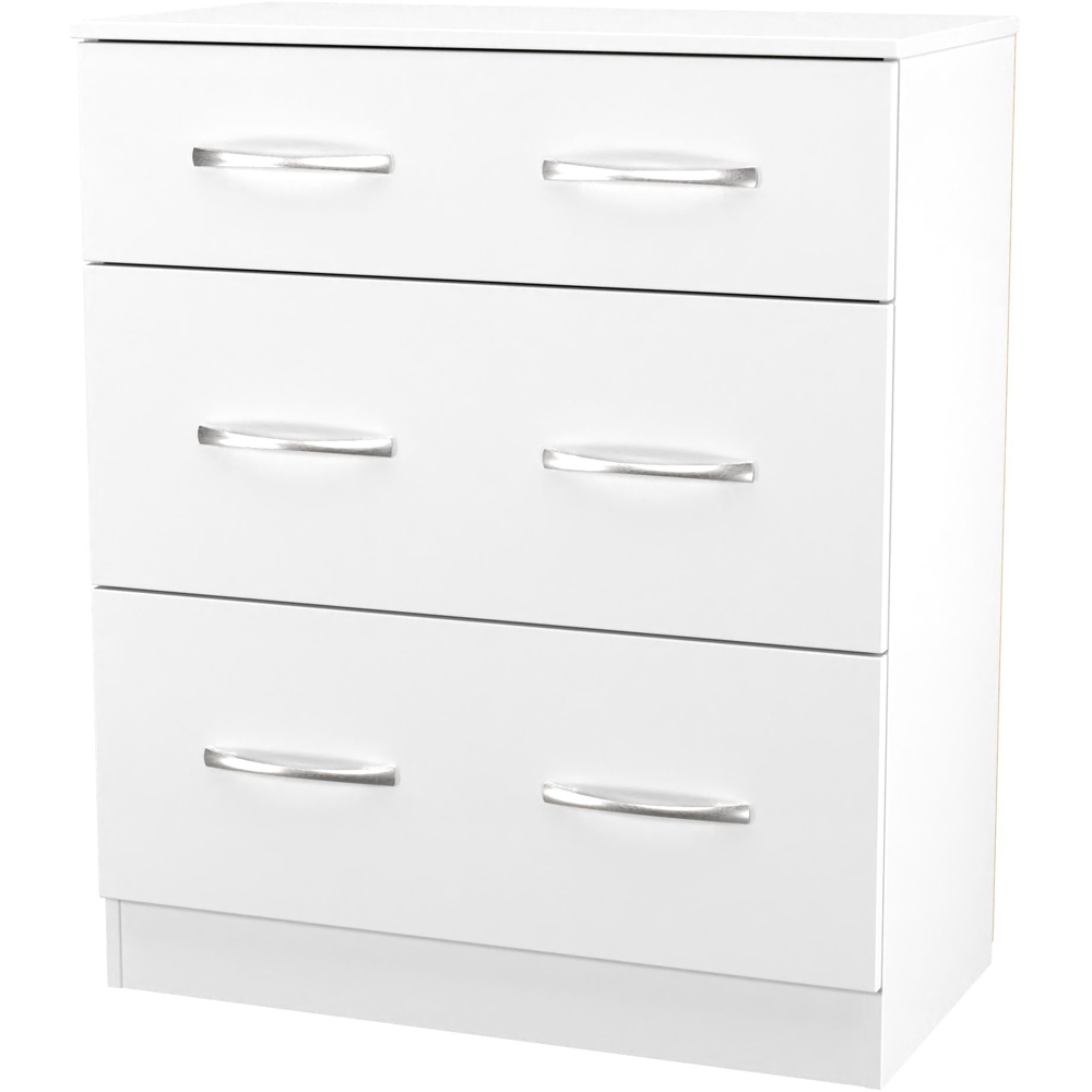 Crowndale Avon 3 Drawer Matt White Deep Chest of Drawers Ready Assembled Image 4