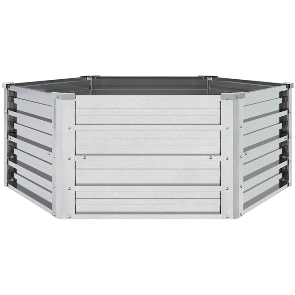 vidaXL Silver Galvanised Steel Square Raised Garden Bed 129 x 129 x 45cm Image 1