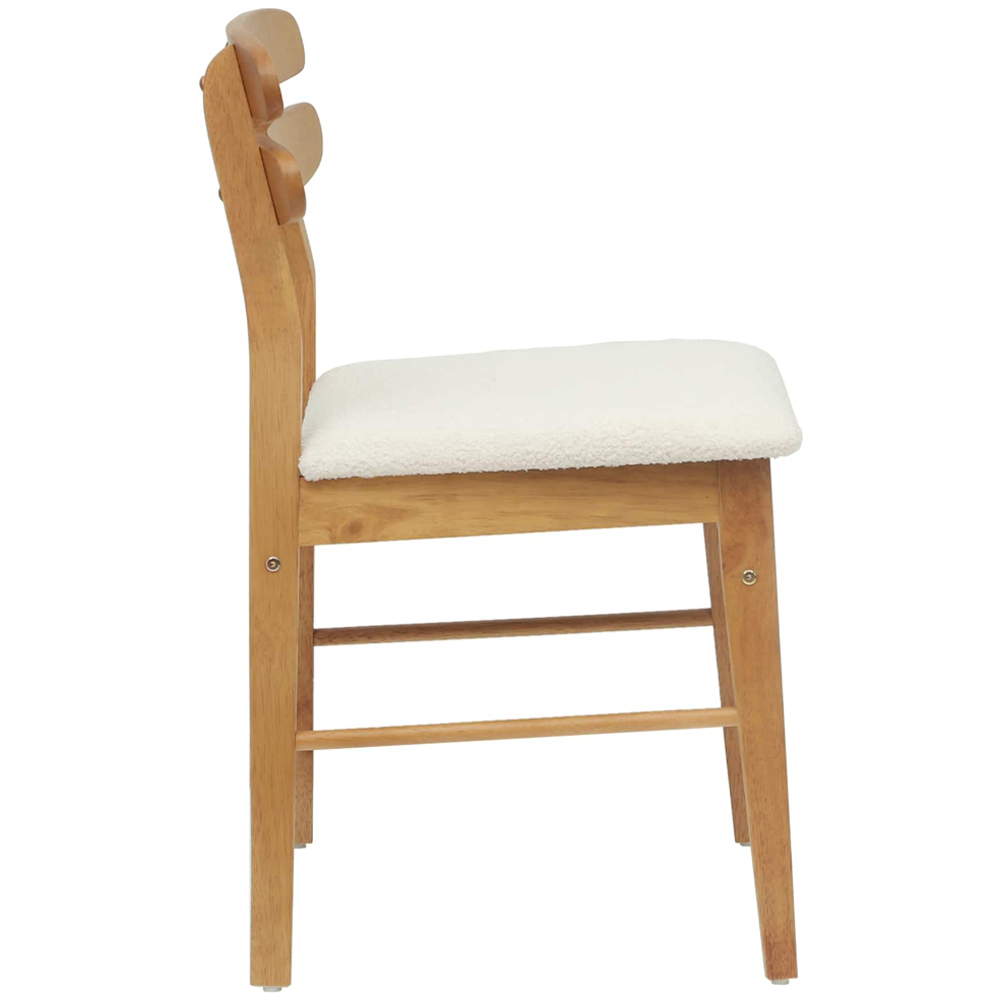 vidaXL Set of 2 Natural and White Rubberwood Rectilinear Vintage Dining Chairs Image 6