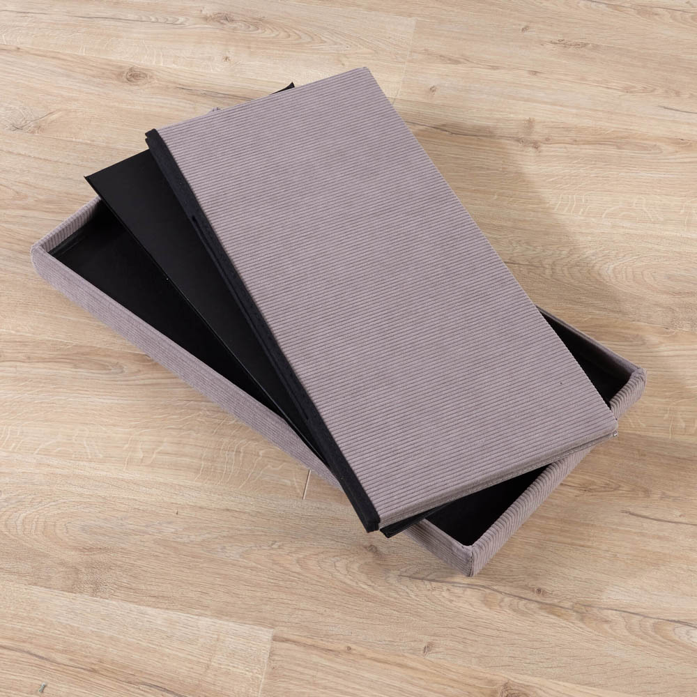 Home Source Grey Corduroy Upholstered Folding Ottoman Image 6