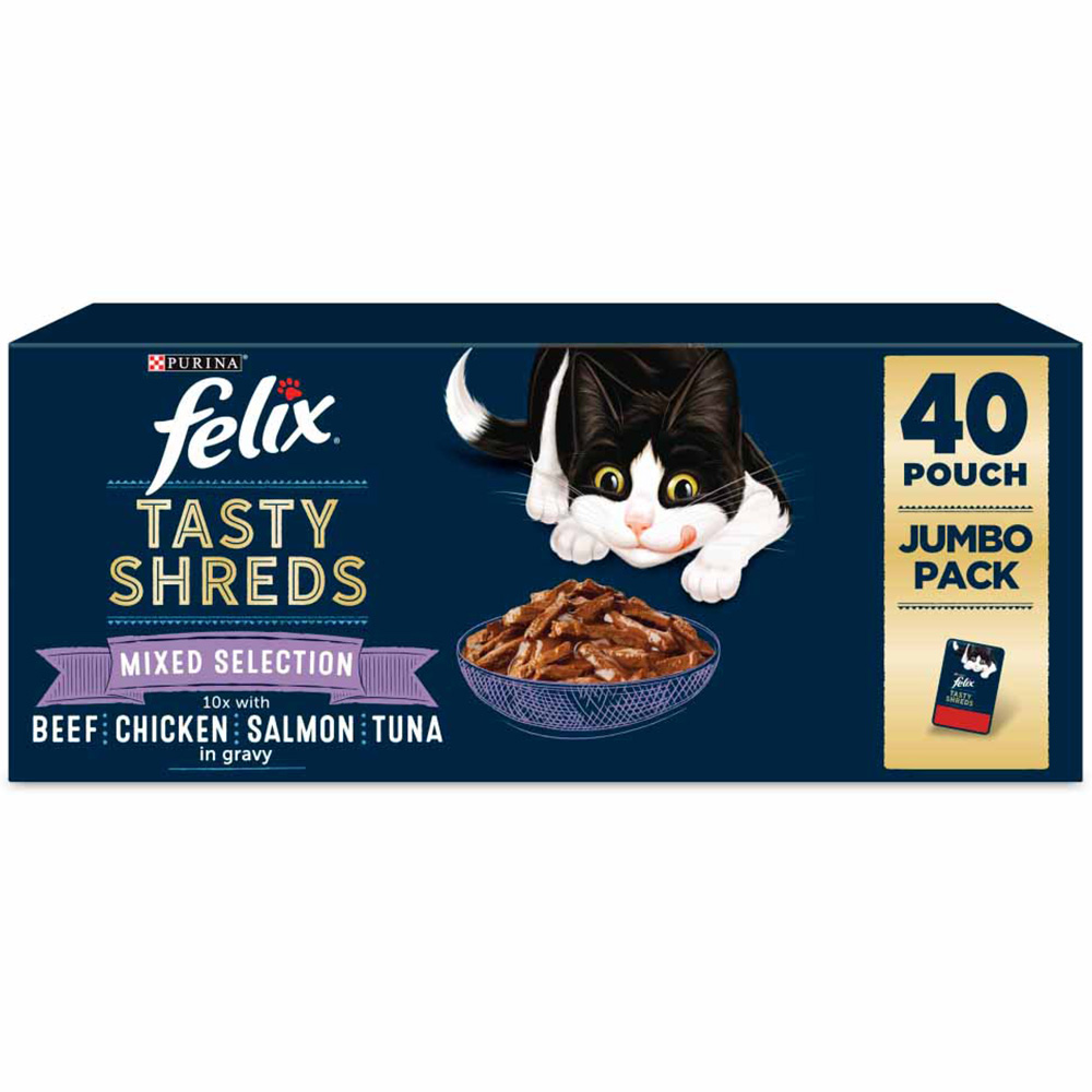Felix Tasty Shreds Mixed Selection in Gravy Cat Food 40 x 80g Image 1