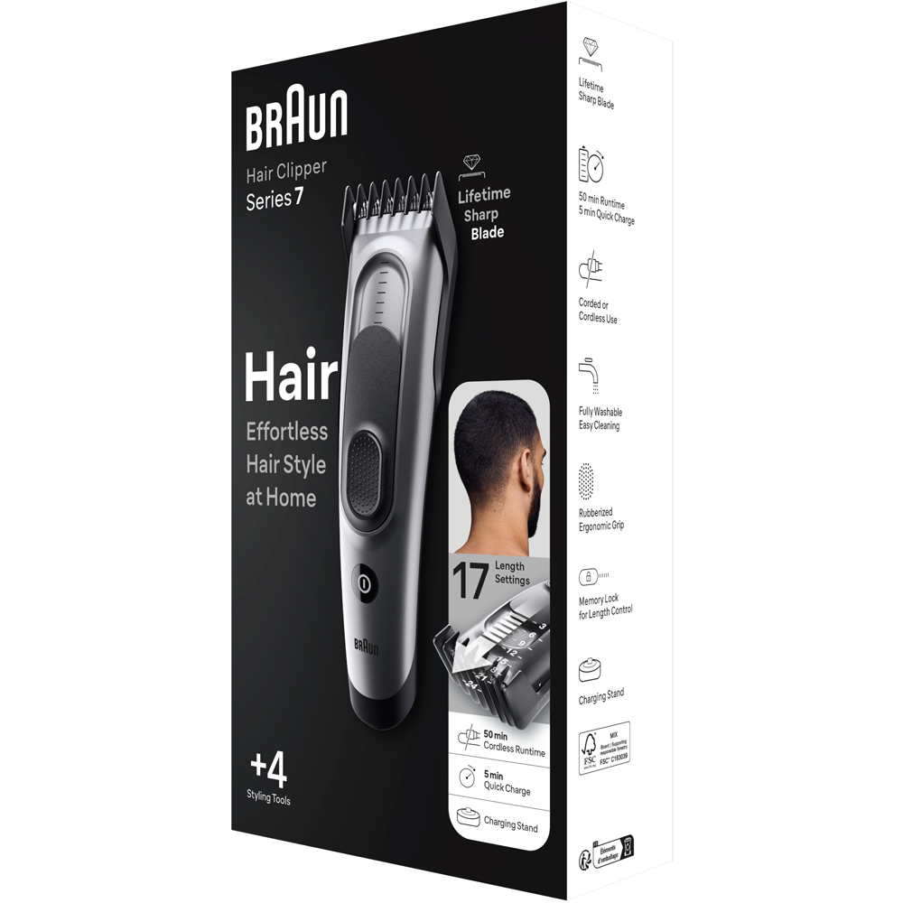 Braun Series 7 HC7390 Hair Clipper Black Image 4