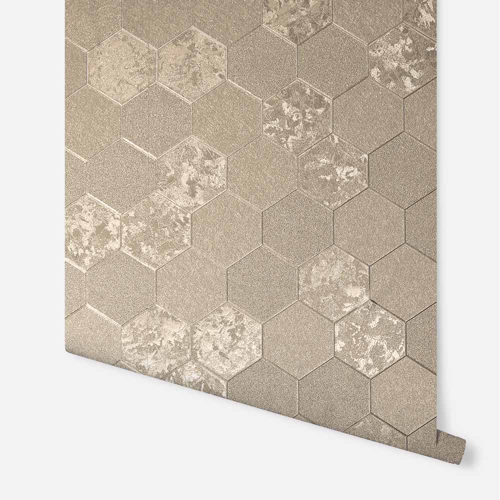 Arthouse Foil Honeycomb Champagne Wallpaper Image 2