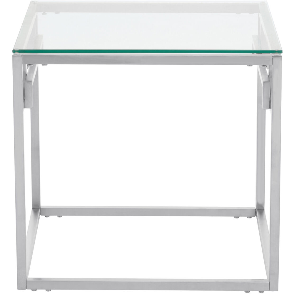 Premier Housewares Allure Silver Side Table with Tempered Glass Top Image 3
