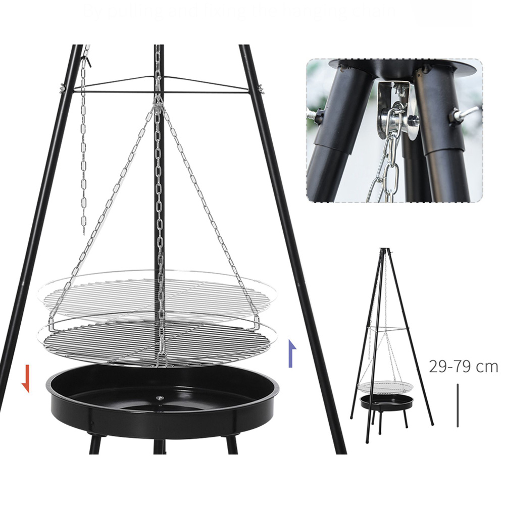 Outsunny Black Tripod Charcoal BBQ Grill Image 4