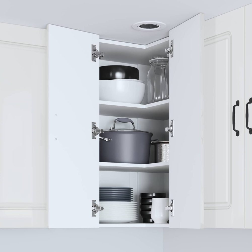 vidaXL 2 Door High Gloss White Kitchen Wall Corner Cabinet Image 9