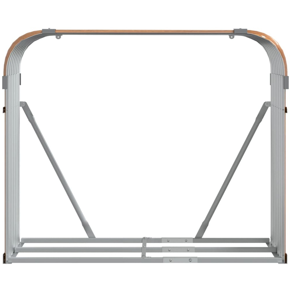 vidaXL Brown Galvanised Steel Firewood Log Holder 100 x 120 x 45cm Image 3