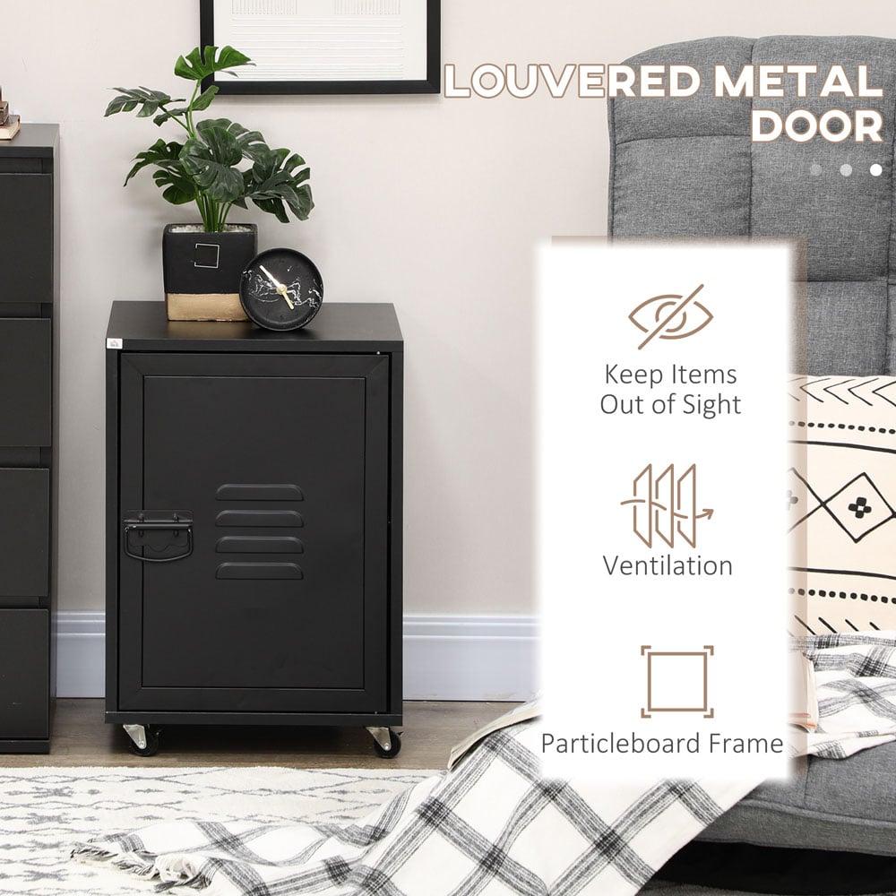 Portland Single Door Industrial Bedside Table Image 6
