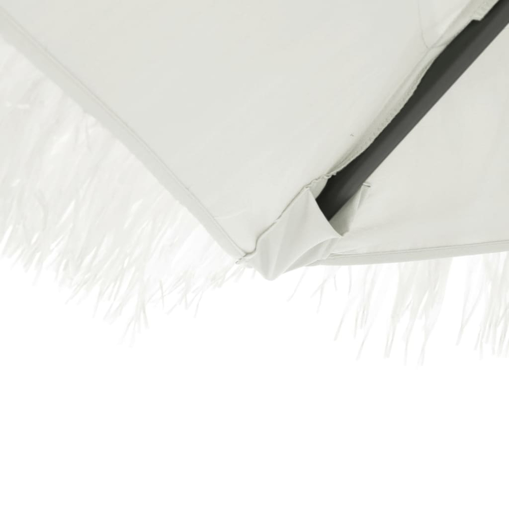 vidaXL White Straw Top Garden Parasol with Steel Pole 2.6m Image 6