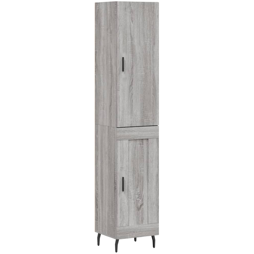 vidaXL 2 Door Grey Sonoma Tall Highboard with Black Handle Image 2