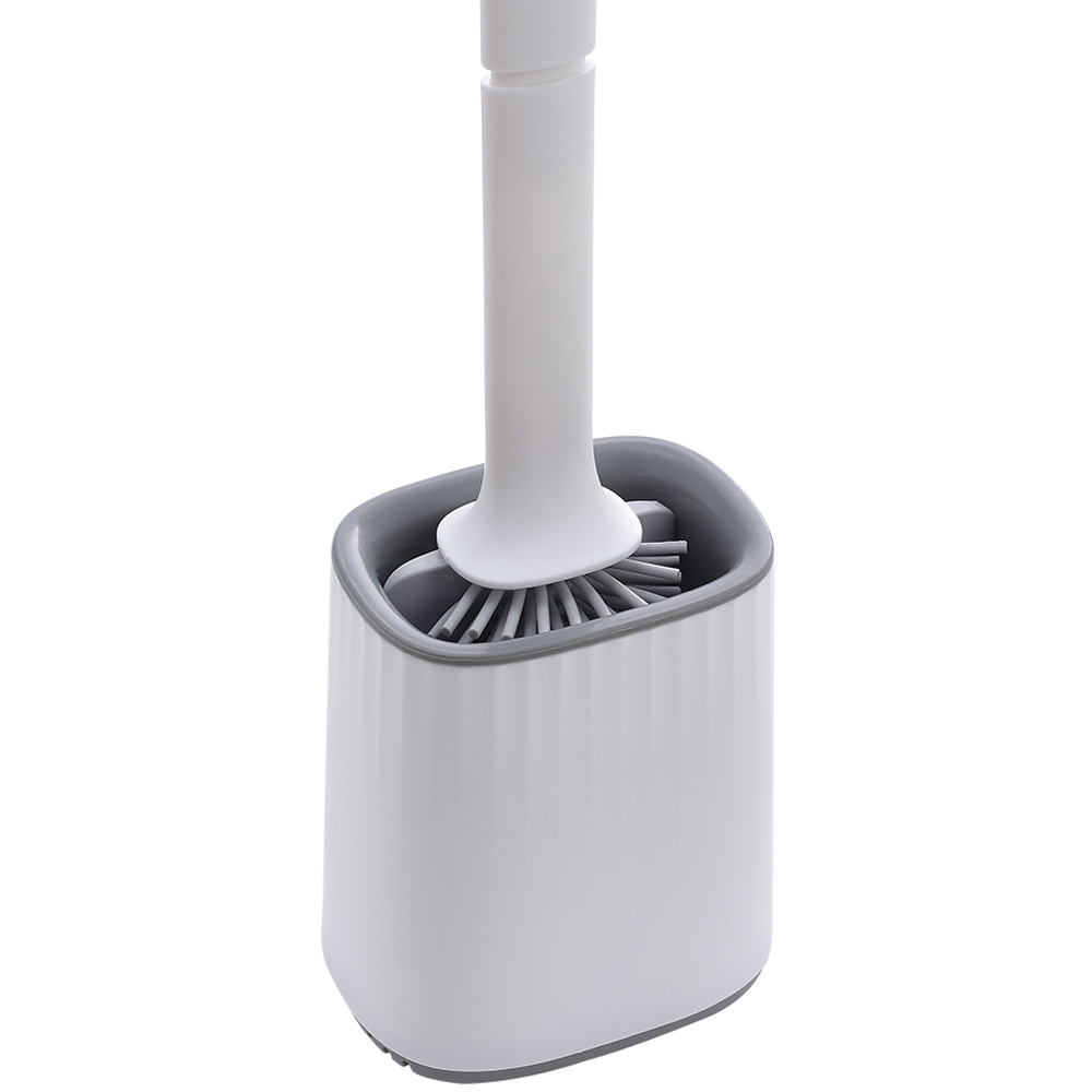 Living and Home White Silicone Flexible Toilet Brush with Holder Image 3
