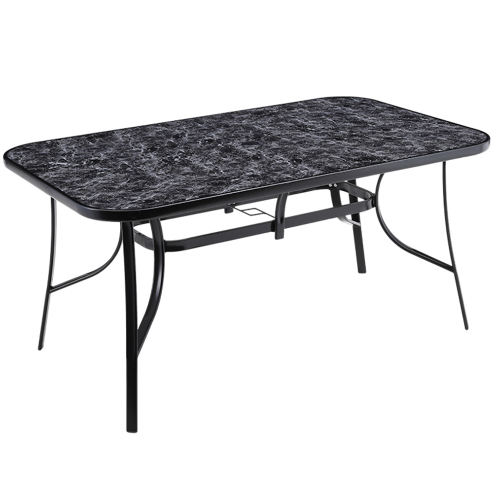 Living and Home Black Tempered Glass Rectangle Marble Coffee Table Image 2