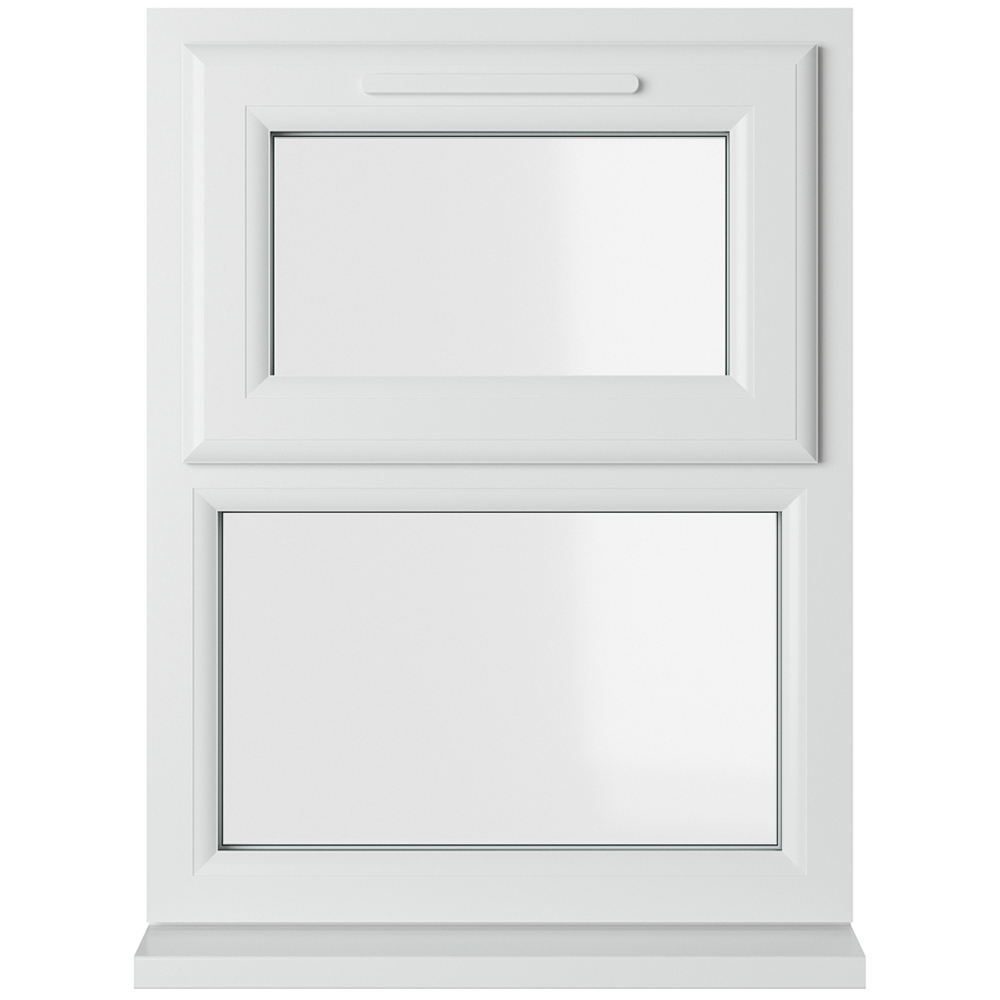 Crystal uPVC Triple Glazed Window Top Hung Over Fixed Light White Clear Glass 610x965mm Image 1