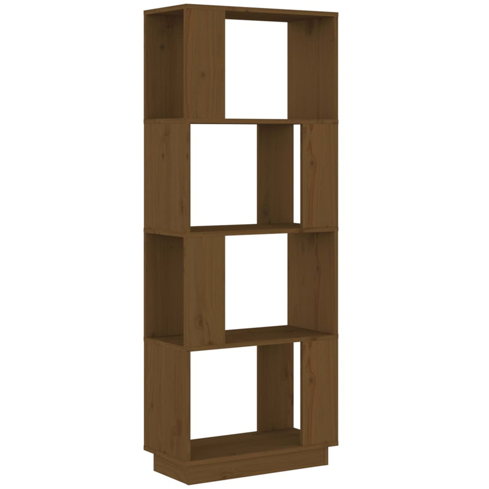 vidaXL 4 Shelf Honey Brown Pine Wood Bookcase Image 2