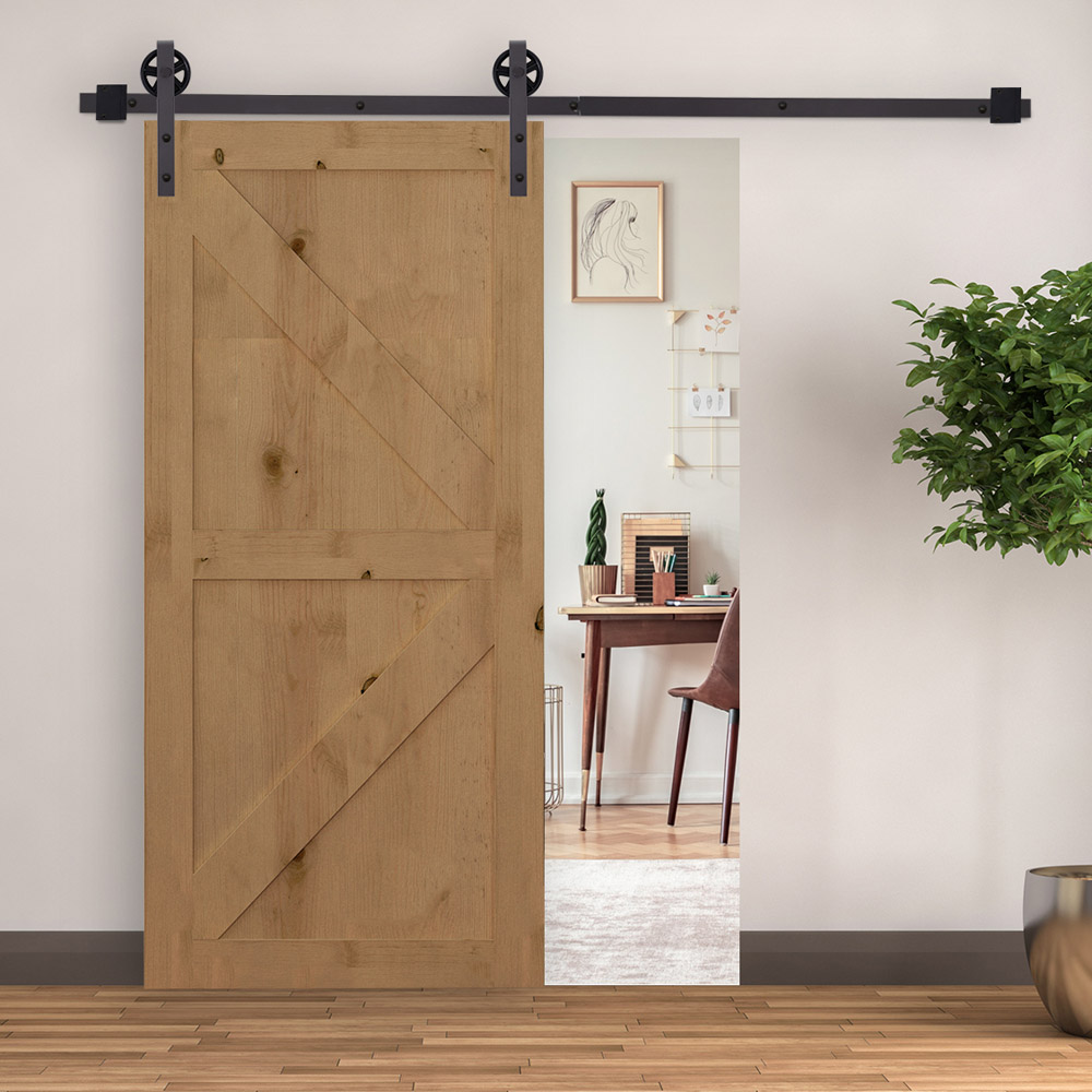 HOMCOM 6ft Single Sliding Barn Door Image 2