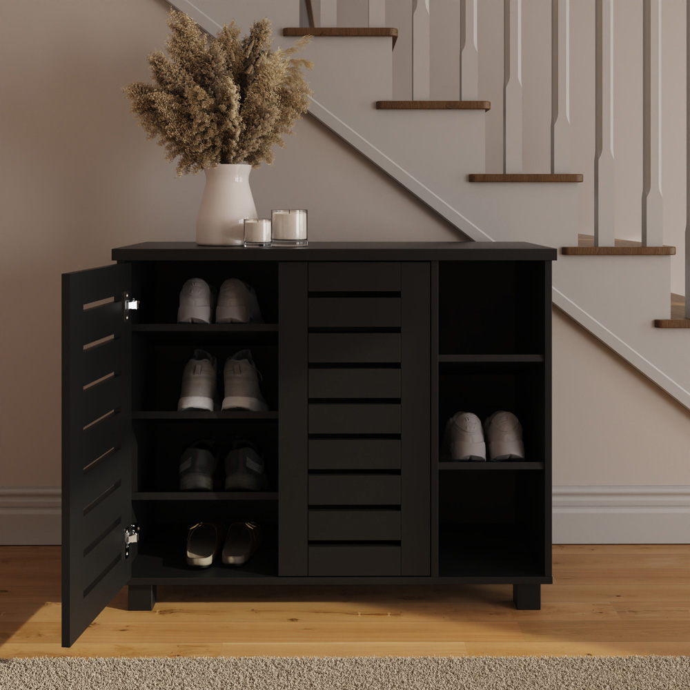 GFW Bodie 2 Door 3 Shelf Black Shoe Cabinet Image 8