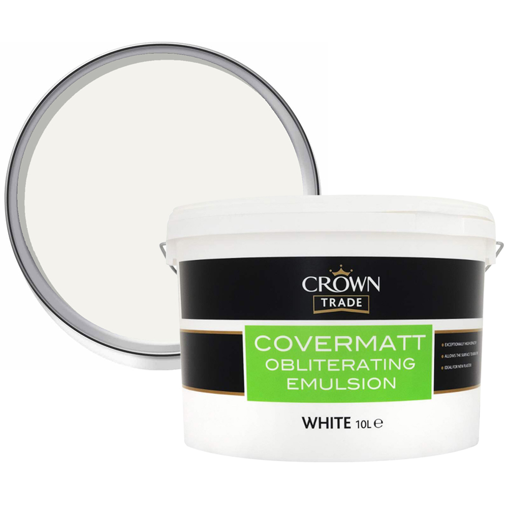 Crown Trade White Covermatt Emulsion Paint 10L Image 1