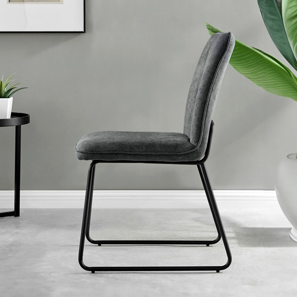 Furniturebox Nova Harley 4 Seater Round Dining Set Black High Gloss and Dark Grey Image 4