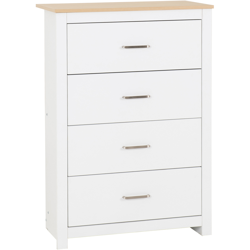 Seconique Portland 4 Drawer White and Oak Effect Chest of Drawers Image 2
