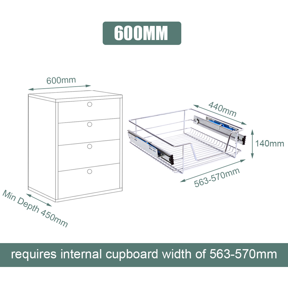 Living and Home Metal Sliding Kitchen Cabinet Pull Out Basket Image 8