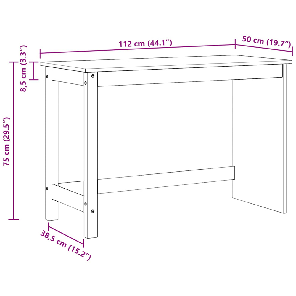 vidaXL Minimalist Compact Pine Wood Desk Honey Brown Image 8