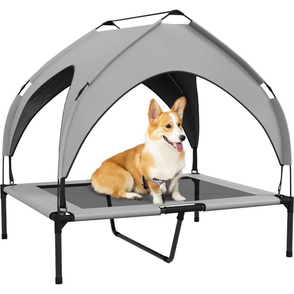 PawHut Light Grey Cooling Raised Pet Bed Image 3