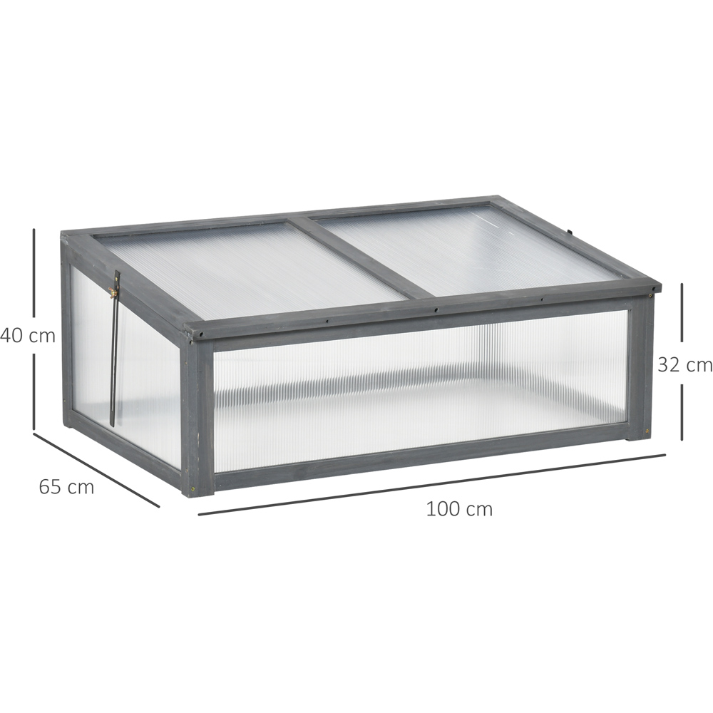Outsunny Grey Wooden Polycarbonate Cold Frame with Top Cover Image 7