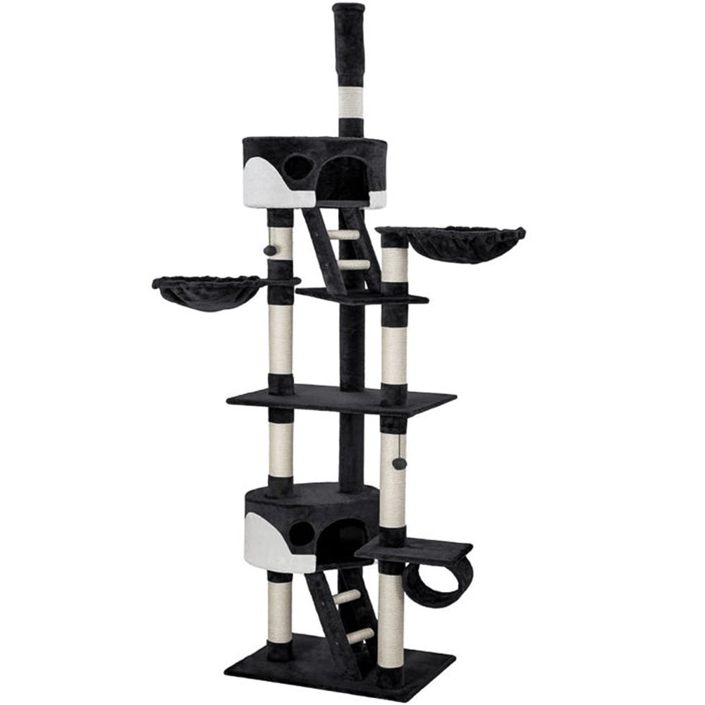 tectake Hansi Black and White Cat Tree with Scratching Posts 260cm Image 1