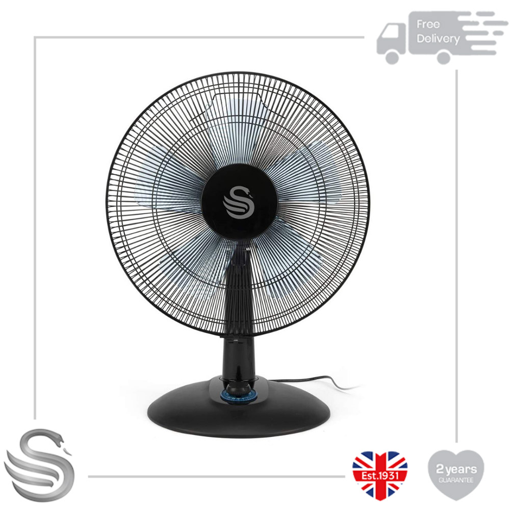 Swan Activair Black Silence and Turbo Desk Fan 12 inch Image 2