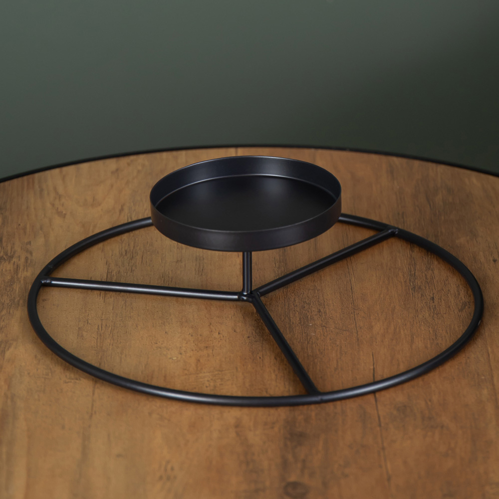 Samuel Alexander Black Round Metal Pillar Candle Ring Holder 25cm Image 5