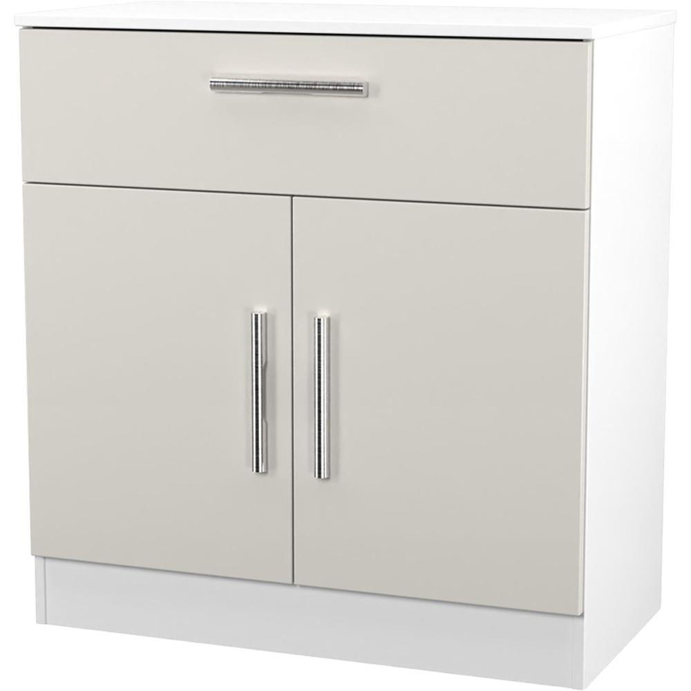 Crowndale Contrast 2 Door Single Drawer Grey Matt and White Sideboard Ready Assembled Image 4