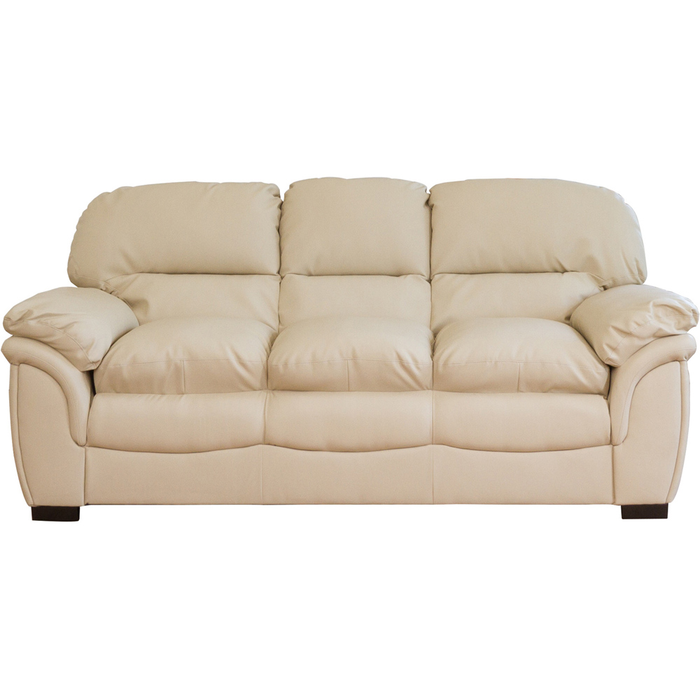 Leverton 3 Seater Cream Bonded Leather Sofa Image 2