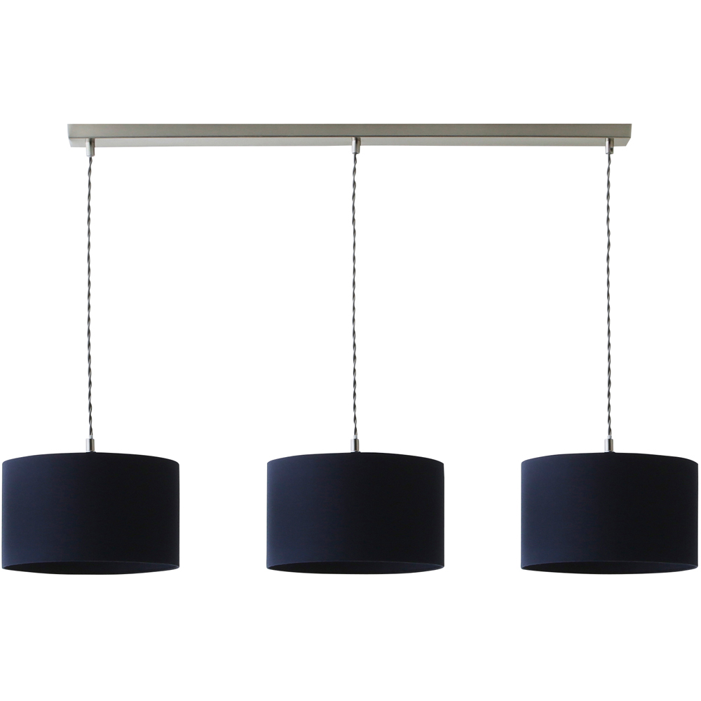 ValueLights Reni Navy Drum Shade 3 Drop Bar Chrome Diner LED Ceiling Pendant Light Image 1