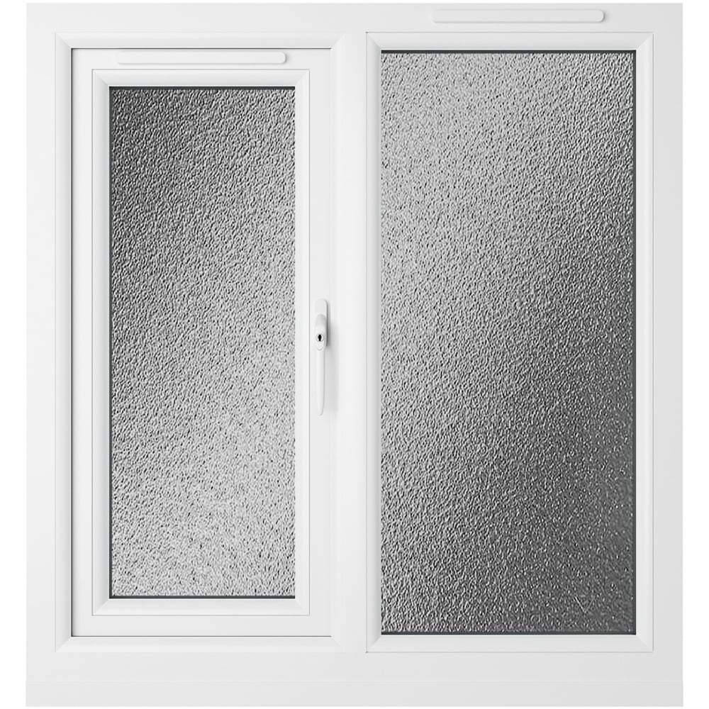 Crystal uPVC Double Glazed Window RH Side Hung Next to a Fixed Grey White Obscure Glass 905x965mm Image 2