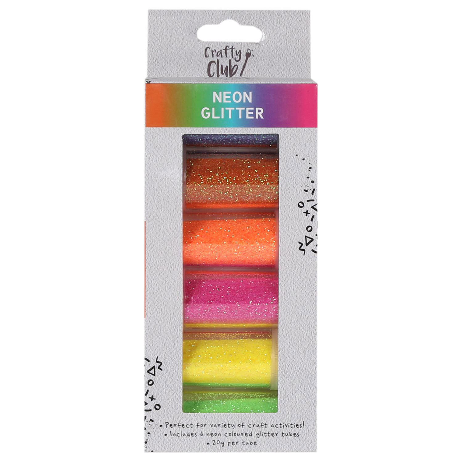 Pack of Six Crafty Club Neon Glitter Tubes Image