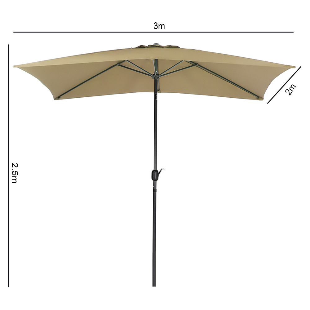 Living and Home Beige Square Crank Tilt Parasol with Round Base 3m Image 8