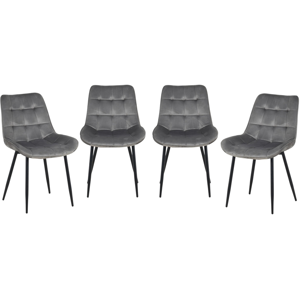 Indoor Living New York 4 Seater Grey Erica Velvet Dining Table Set Image 3