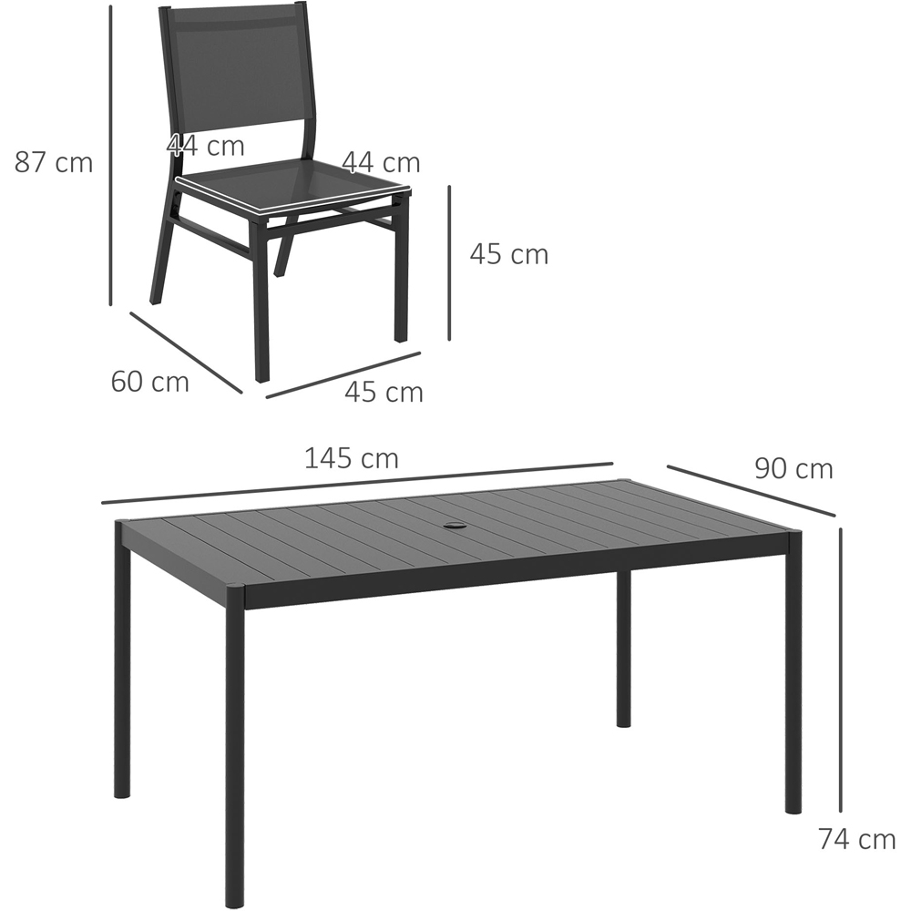 Outsunny 6 Seater Black Steel Garden Dining Set Image 8