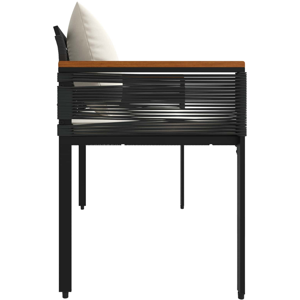 vidaXL Cream and Black Poly Rattan Garden Bench with Cushion 117 x 54 x 74.5cm Image 5