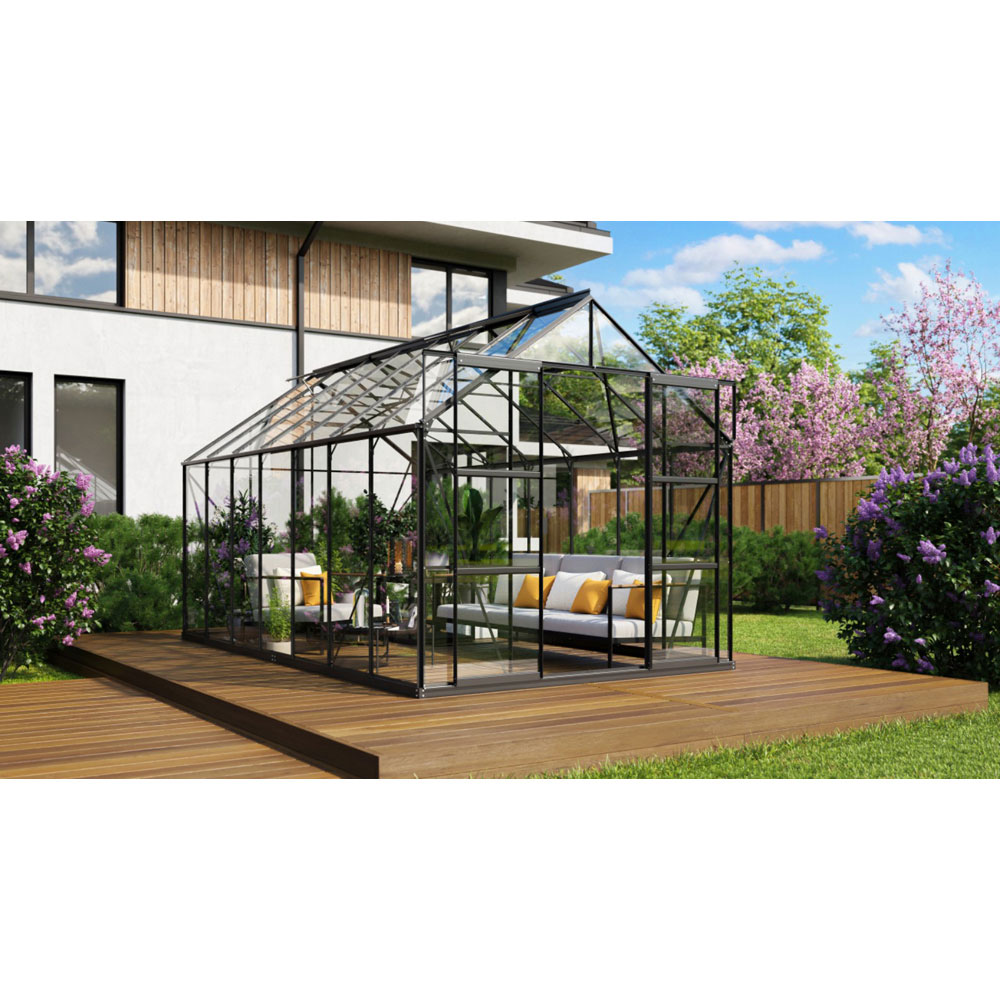 Vitavia Jupiter 11500 Black Horticultural Glass 8 x 14ft Greenhouse Image 2