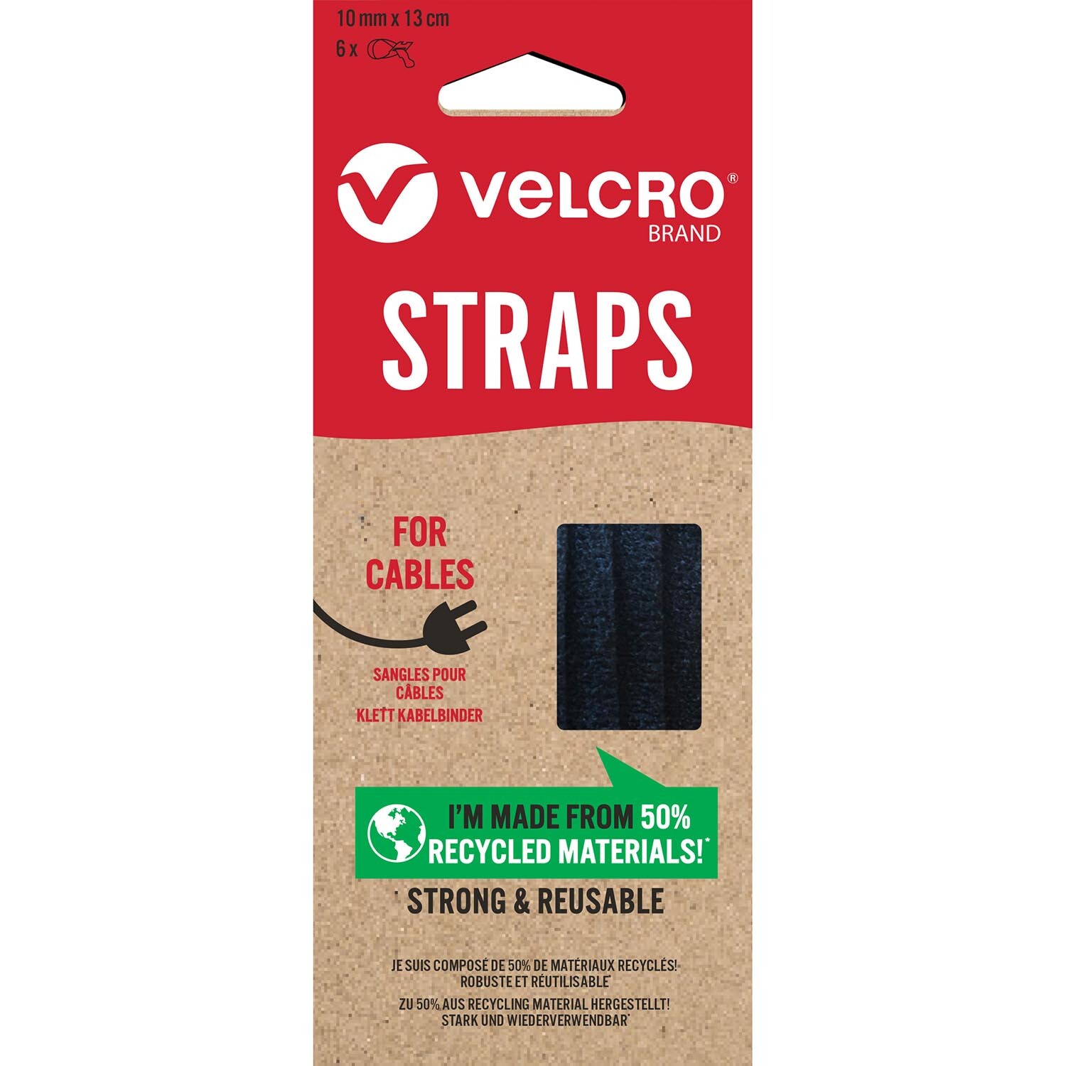 Velcro Black Ecofriendly Straps Wilko